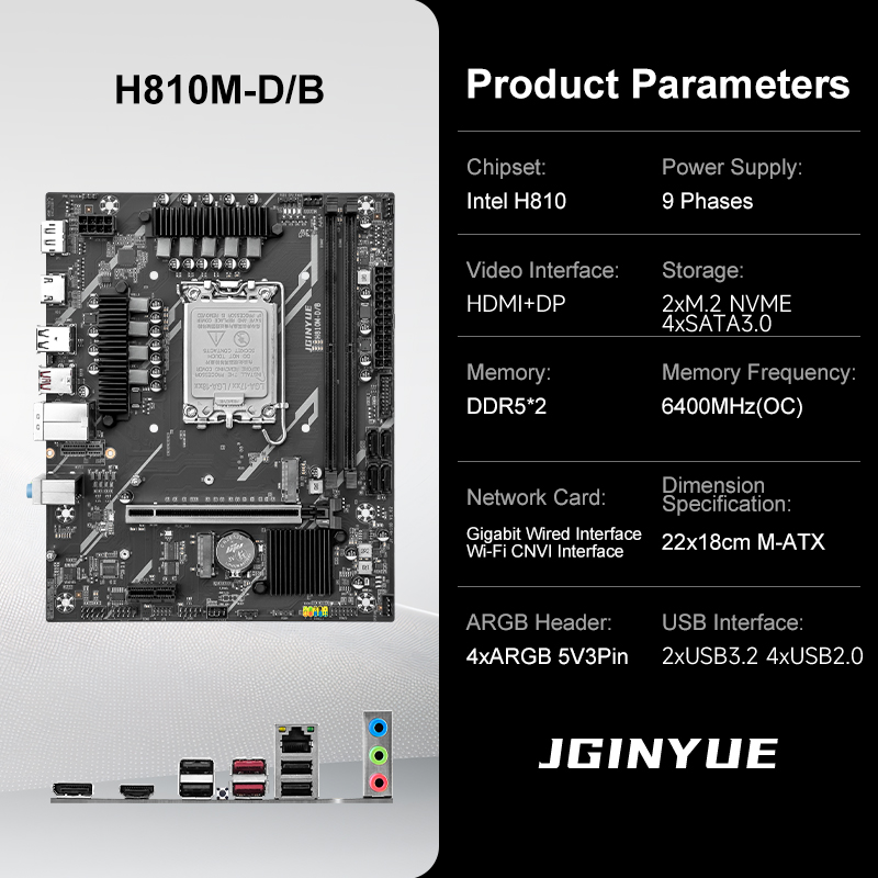 JGINYUE H810M-D/B M-ATX Gaming - đánh giá và giá Lga1851 Gaming Motherboard